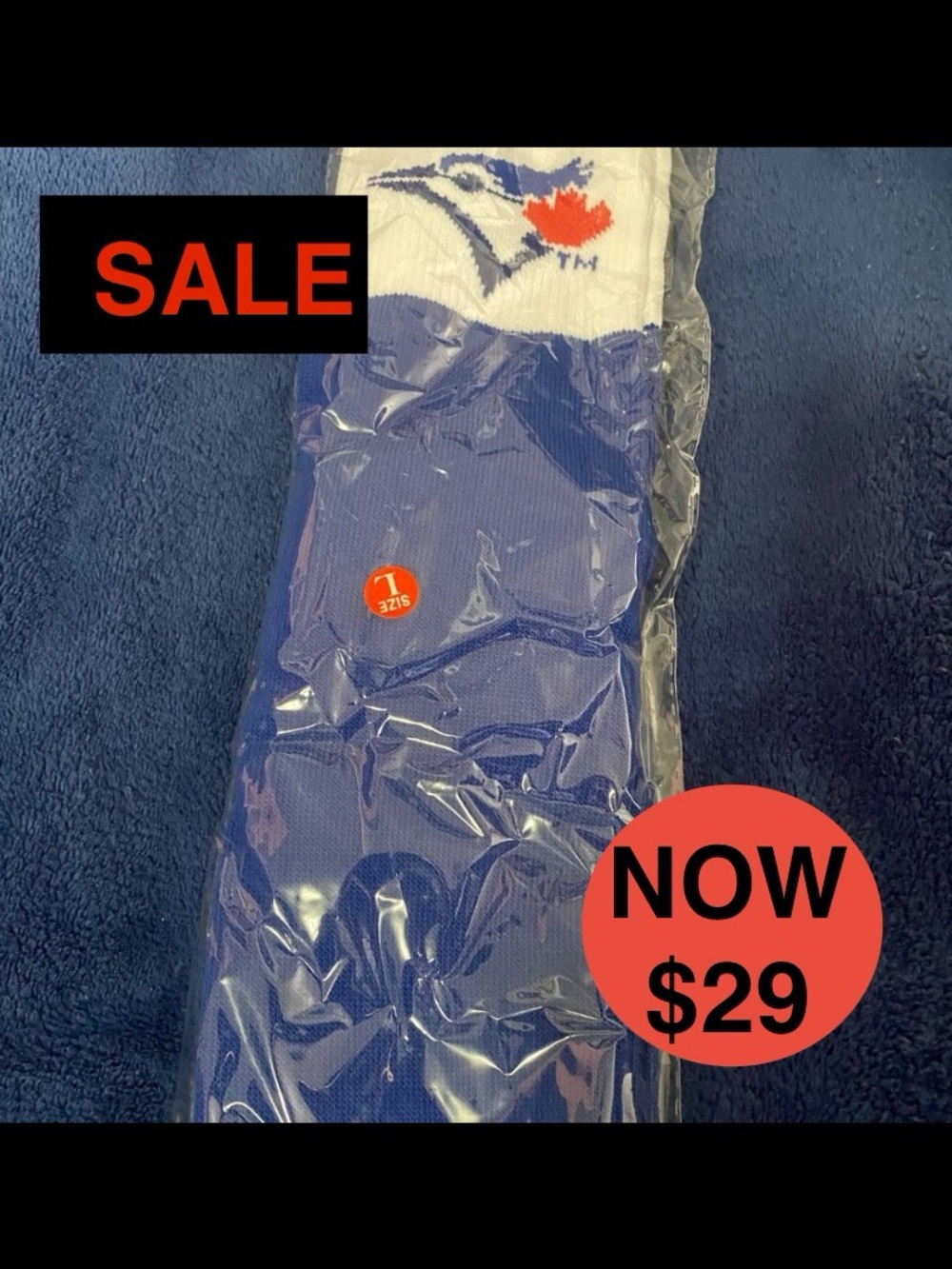 NEW Toronto Blue Jays x Samsung SGA Socks - Over-The-Knee - Large